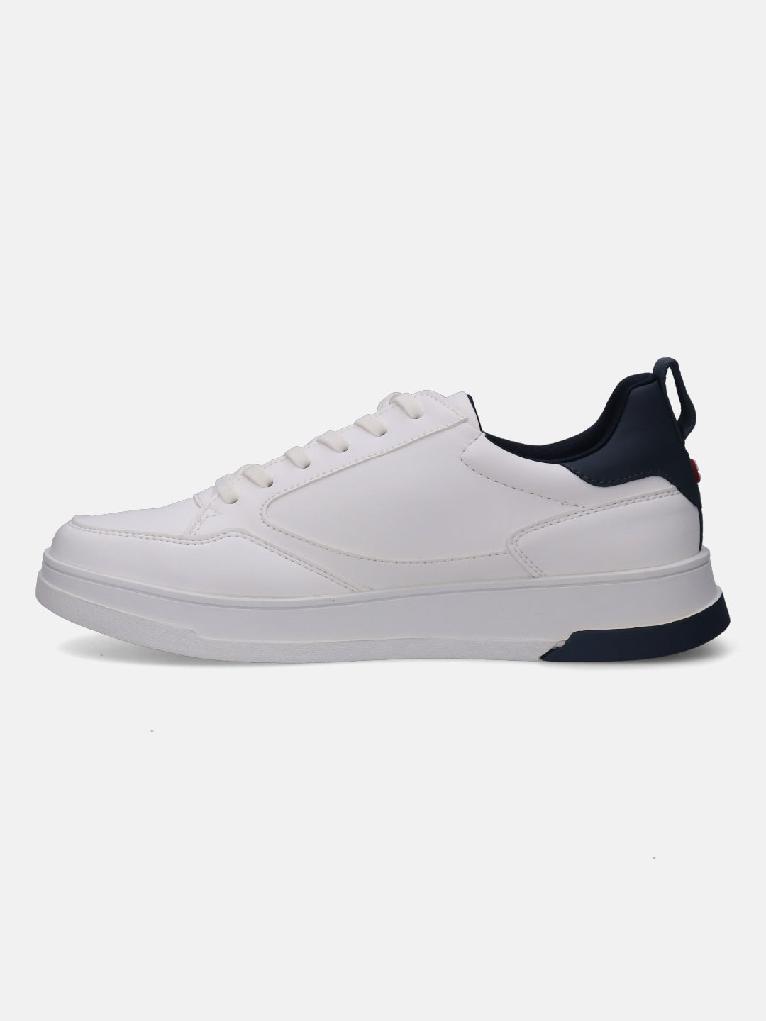 A white Men's bugatti Sneakers featuring a round plain toe, zero heels heel. Made from synthetic with a durable tpr outsole, this laces design offers both style and comfort.