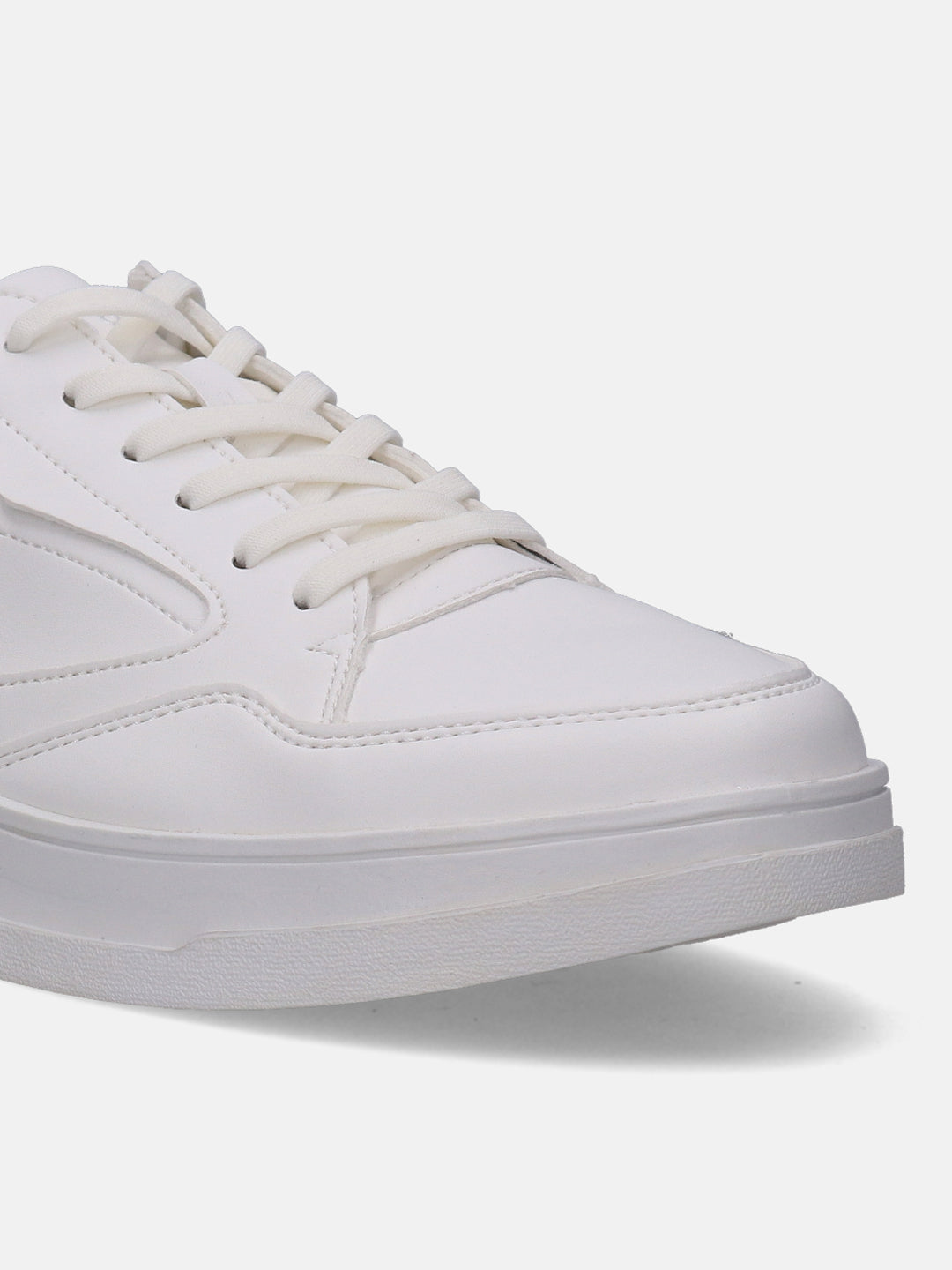 A white Men's bugatti Sneakers featuring a round plain toe, zero heels heel. Made from synthetic with a durable tpr outsole, this laces design offers both style and comfort.