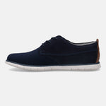 A blue Men's bugatti Derby featuring a pointed plain toe, zero heels heel. Made from textile with a durable tr outsole, this laces design offers both style and comfort.