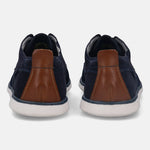 A blue Men's bugatti Derby featuring a pointed plain toe, zero heels heel. Made from textile with a durable tr outsole, this laces design offers both style and comfort.