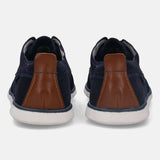 A blue Men's bugatti Derby featuring a pointed plain toe, zero heels heel. Made from textile with a durable tr outsole, this laces design offers both style and comfort.