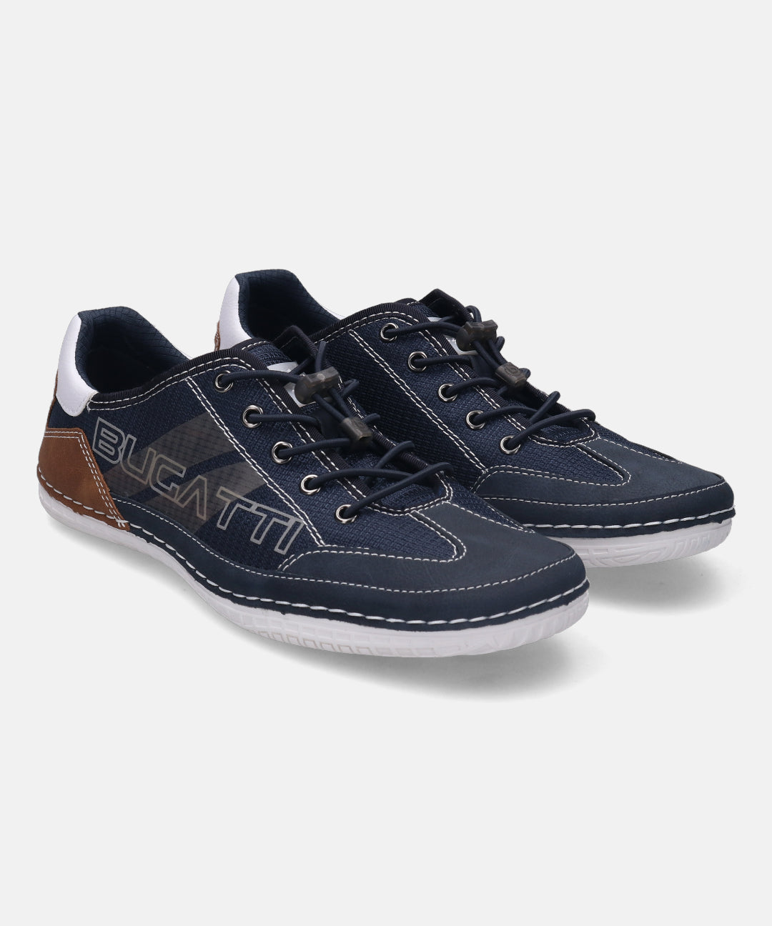 A blue Men's bugatti Sneakers featuring a round plain toe, zero heels heel. Made from synthetic with a durable tpr outsole, this laces design offers both style and comfort.