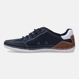 A blue Men's bugatti Sneakers featuring a round plain toe, zero heels heel. Made from synthetic with a durable tpr outsole, this laces design offers both style and comfort.