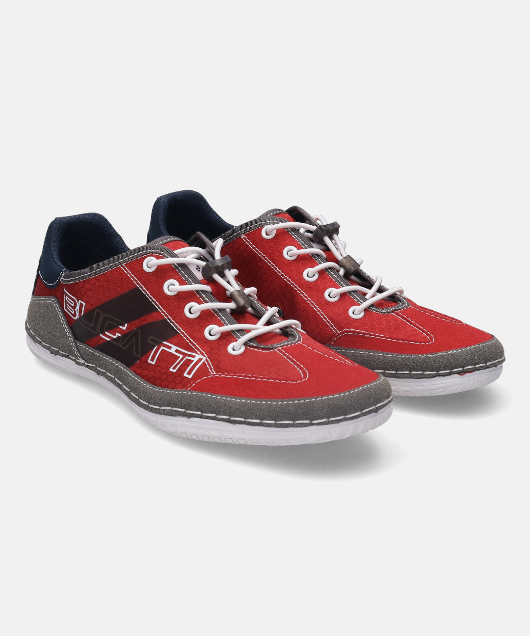 A grey Men's bugatti Sneakers featuring a round plain toe, zero heels heel. Made from synthetic with a durable tpr outsole, this laces design offers both style and comfort.