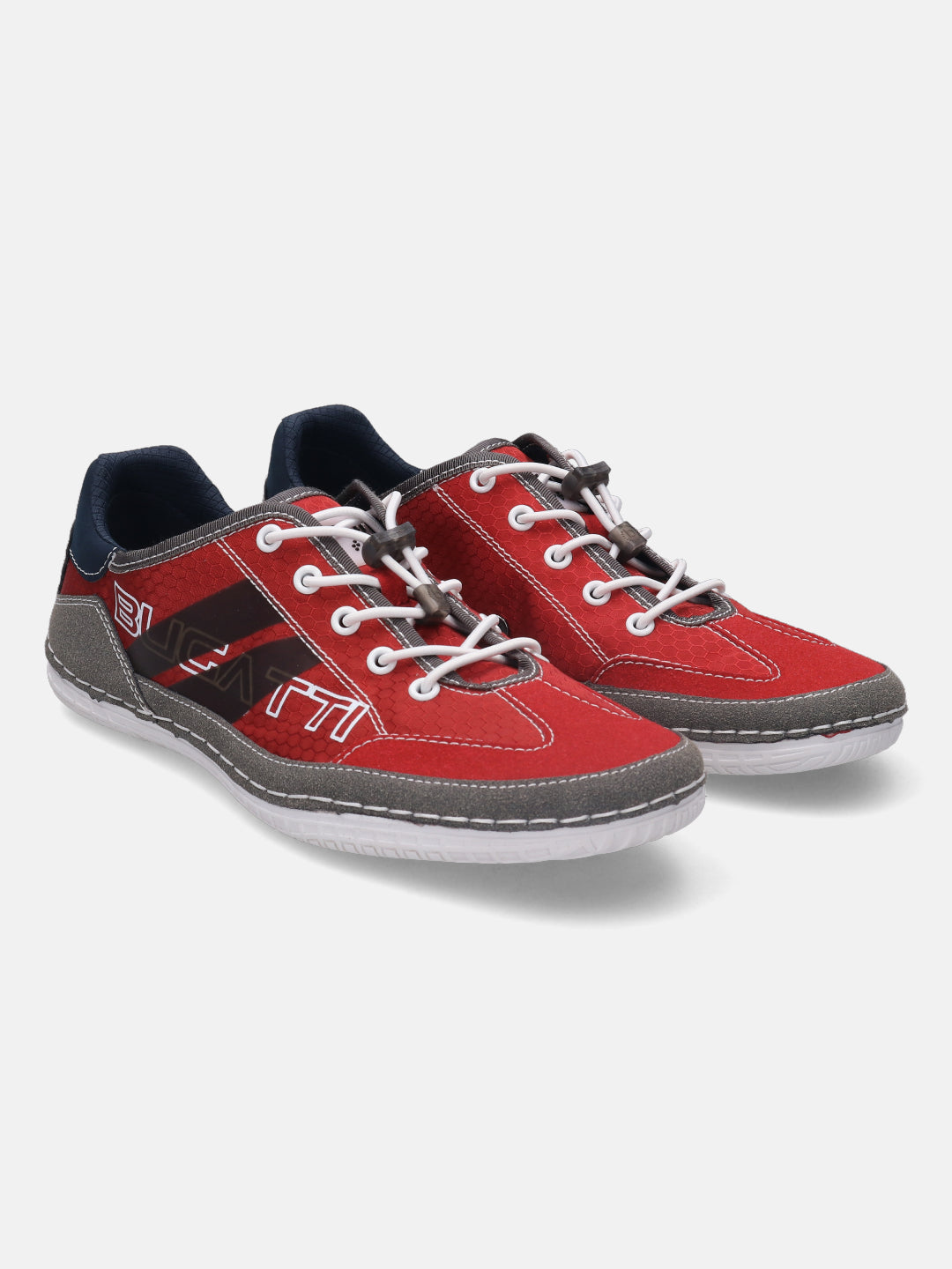 A grey Men's bugatti Sneakers featuring a round plain toe, zero heels heel. Made from synthetic with a durable tpr outsole, this laces design offers both style and comfort.
