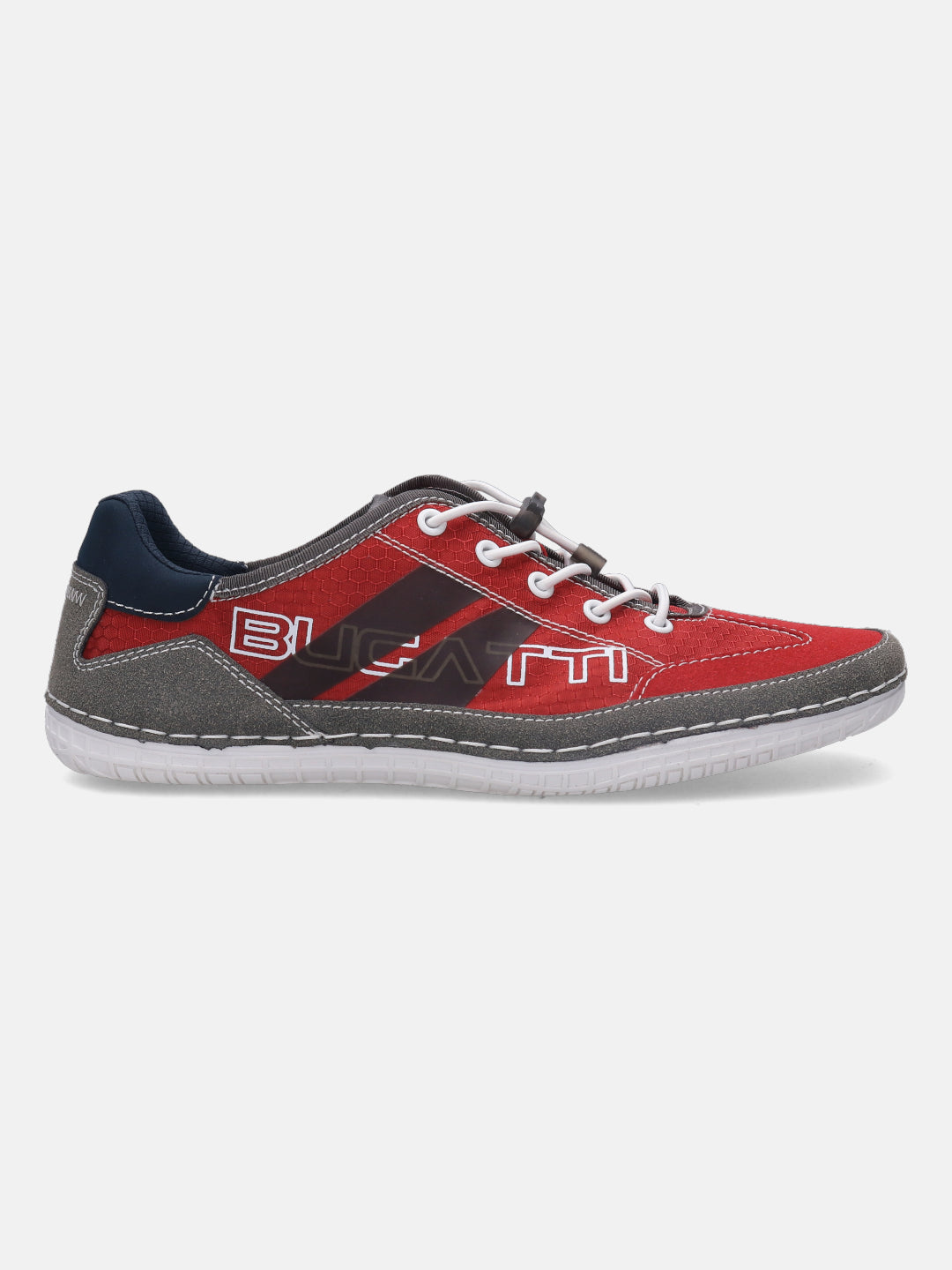 A grey Men's bugatti Sneakers featuring a round plain toe, zero heels heel. Made from synthetic with a durable tpr outsole, this laces design offers both style and comfort.