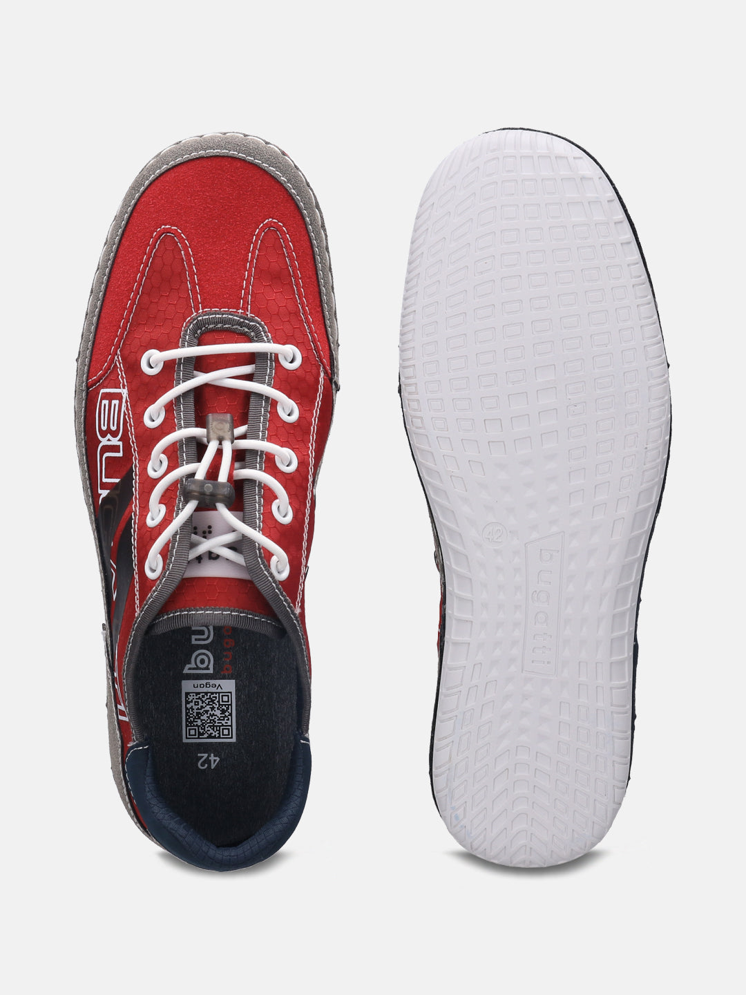 A grey Men's bugatti Sneakers featuring a round plain toe, zero heels heel. Made from synthetic with a durable tpr outsole, this laces design offers both style and comfort.