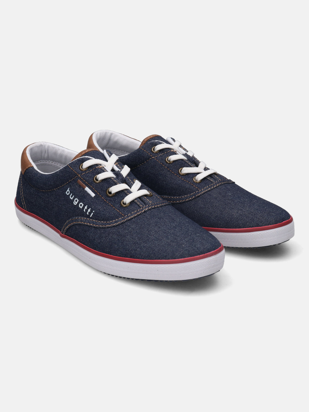A blue Men's bugatti Sneakers featuring a round plain toe, zero heels heel. Made from textile with a durable rubber outsole, this laces design offers both style and comfort.