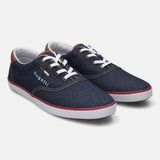 A blue Men's bugatti Sneakers featuring a round plain toe, zero heels heel. Made from textile with a durable rubber outsole, this laces design offers both style and comfort.
