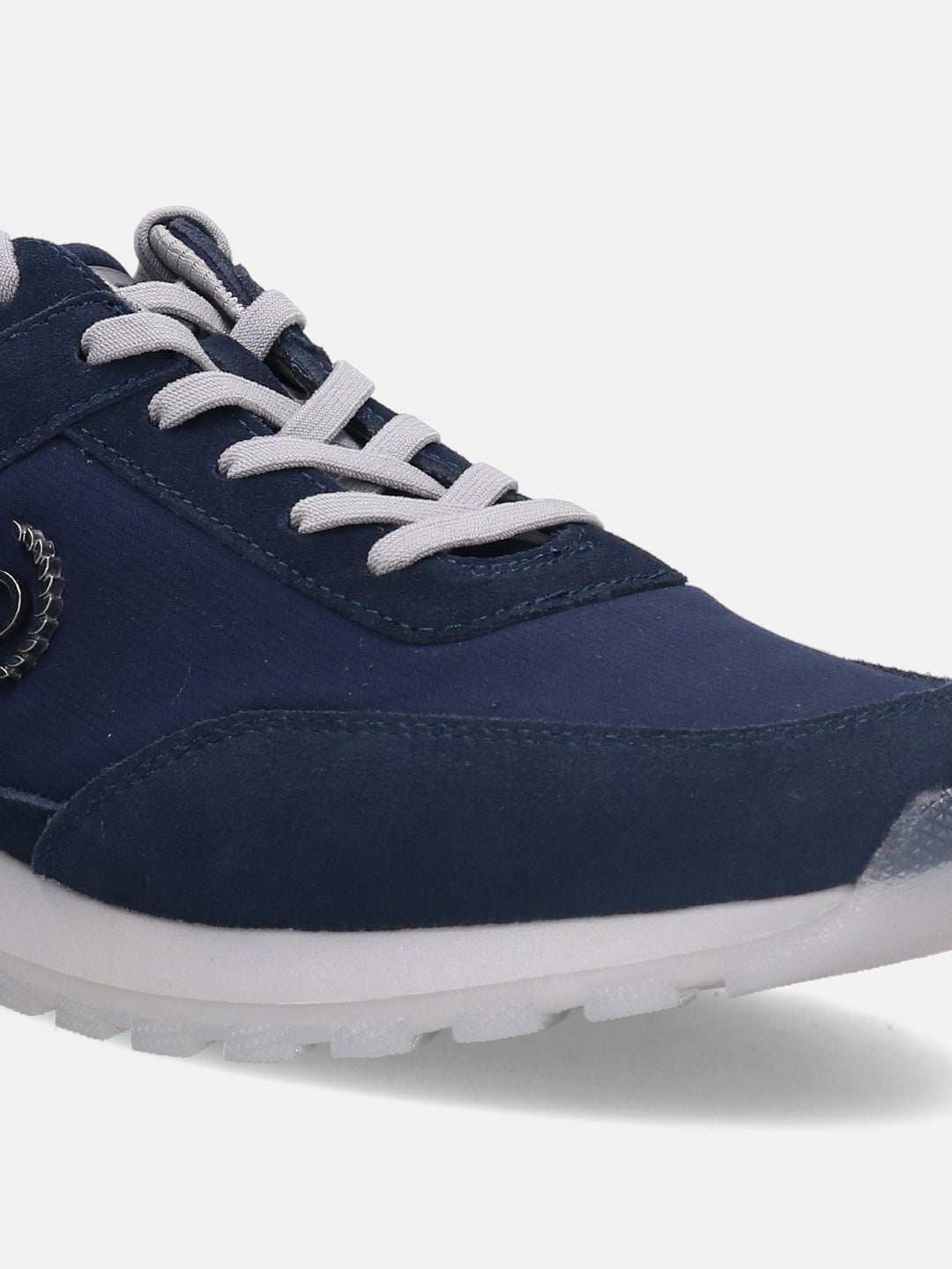 Dark blue comfort sneakers by bugatti, with grey laces and white soles.