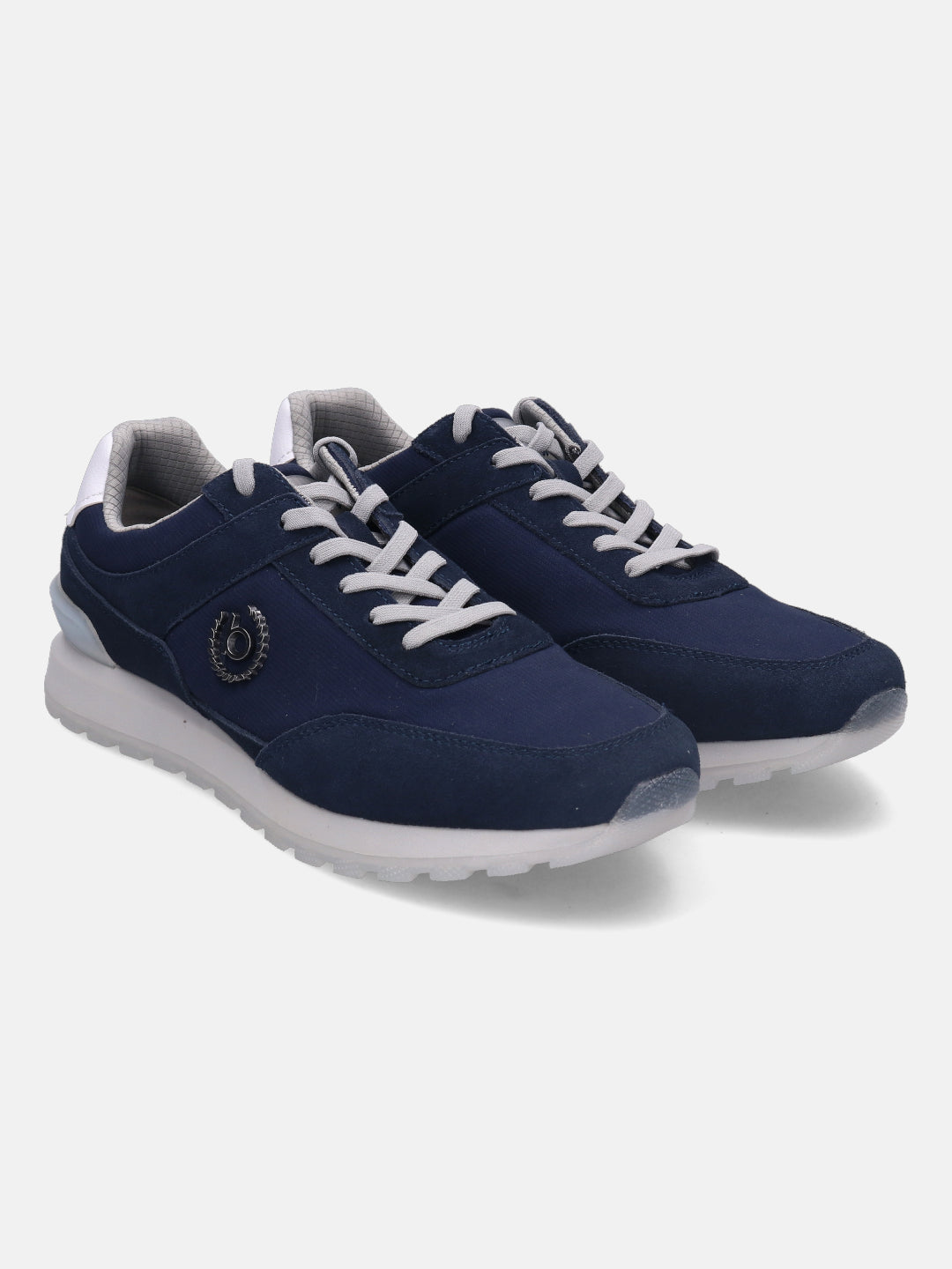 Dark blue comfort sneakers by Bugatti, with gray laces and a silver logo on the side.
