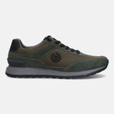 A green Men's bugatti  Sneakers featuring a round toe plain toe, zero heels heel. Made from textile with a durable tpr outsole, this laces design offers both style and comfort.