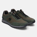 A green Men's bugatti  Sneakers featuring a round toe plain toe, zero heels heel. Made from textile with a durable tpr outsole, this laces design offers both style and comfort.