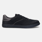 A black Men's bugatti Sneakers featuring a round plain toe, zero heels heel. Made from nubuck leather with a durable tpr outsole, this laces design offers both style and comfort.