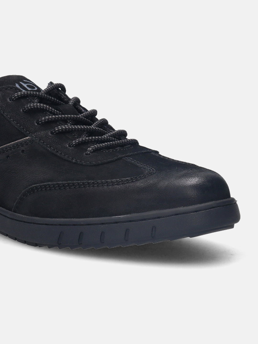 A black Men's bugatti Sneakers featuring a round plain toe, zero heels heel. Made from nubuck leather with a durable tpr outsole, this laces design offers both style and comfort.