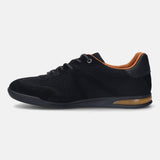 A black Men's bugatti Sneakers featuring a round plain toe, zero heels heel. Made from premium genuine leather with a durable tpr outsole, this laces design offers both style and comfort.