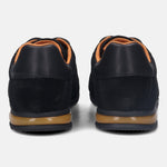 A black Men's bugatti Sneakers featuring a round plain toe, zero heels heel. Made from premium genuine leather with a durable tpr outsole, this laces design offers both style and comfort.