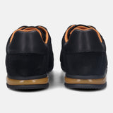 A black Men's bugatti Sneakers featuring a round plain toe, zero heels heel. Made from premium genuine leather with a durable tpr outsole, this laces design offers both style and comfort.