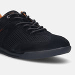 A black Men's bugatti Sneakers featuring a round plain toe, zero heels heel. Made from premium genuine leather with a durable tpr outsole, this laces design offers both style and comfort.
