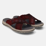 A grey Men's bugatti Cross Strap Sandals featuring a round plain toe, zero heels heel, and a wide fit. Made from textile with a durable synthetic outsole, this slide design offers both style and comfort.