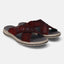 A grey Men's bugatti Cross Strap Sandals featuring a round plain toe, zero heels heel, and a wide fit. Made from textile with a durable synthetic outsole, this slide design offers both style and comfort.