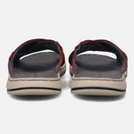 A grey Men's bugatti Cross Strap Sandals featuring a round plain toe, zero heels heel, and a wide fit. Made from textile with a durable synthetic outsole, this slide design offers both style and comfort.