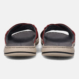 A grey Men's bugatti Cross Strap Sandals featuring a round plain toe, zero heels heel, and a wide fit. Made from textile with a durable synthetic outsole, this slide design offers both style and comfort.