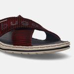 A grey Men's bugatti Cross Strap Sandals featuring a round plain toe, zero heels heel, and a wide fit. Made from textile with a durable synthetic outsole, this slide design offers both style and comfort.