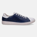 Navy sneaker by bugatti, with white accents on the toe and heel.