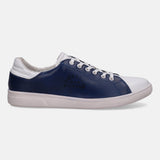 Navy sneaker by bugatti, with white accents on the toe and heel.