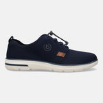 A blue Men's bugatti Casuals Shoes featuring a round plain toe, zero heels heel, and a wide fit. Made from textile with a durable synthetic outsole, this laces design offers both style and comfort.