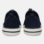 A blue Men's bugatti Casuals Shoes featuring a round plain toe, zero heels heel, and a wide fit. Made from textile with a durable synthetic outsole, this laces design offers both style and comfort.