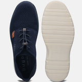 A blue Men's bugatti Casuals Shoes featuring a round plain toe, zero heels heel, and a wide fit. Made from textile with a durable synthetic outsole, this laces design offers both style and comfort.