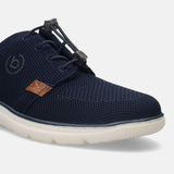 A blue Men's bugatti Casuals Shoes featuring a round plain toe, zero heels heel, and a wide fit. Made from textile with a durable synthetic outsole, this laces design offers both style and comfort.