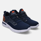 A blue Men's bugatti Athileisure Sneakers featuring a round plain toe, zero heels heel. Made from textile with a durable eva outsole, this laces design offers both style and comfort.