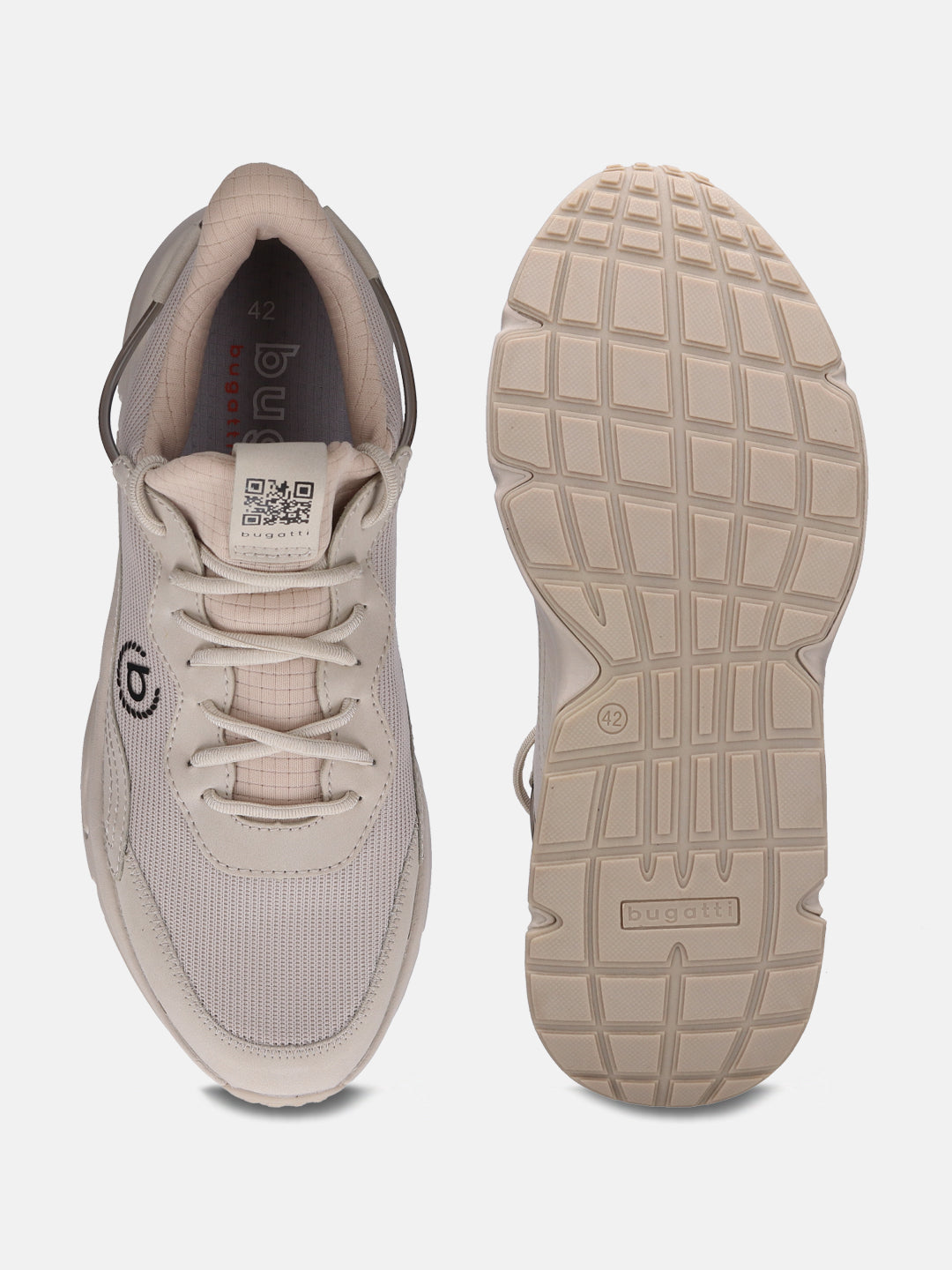 Sand-colored comfort sneakers by Bugatti with a tonal design, featuring a textured rubber sole.