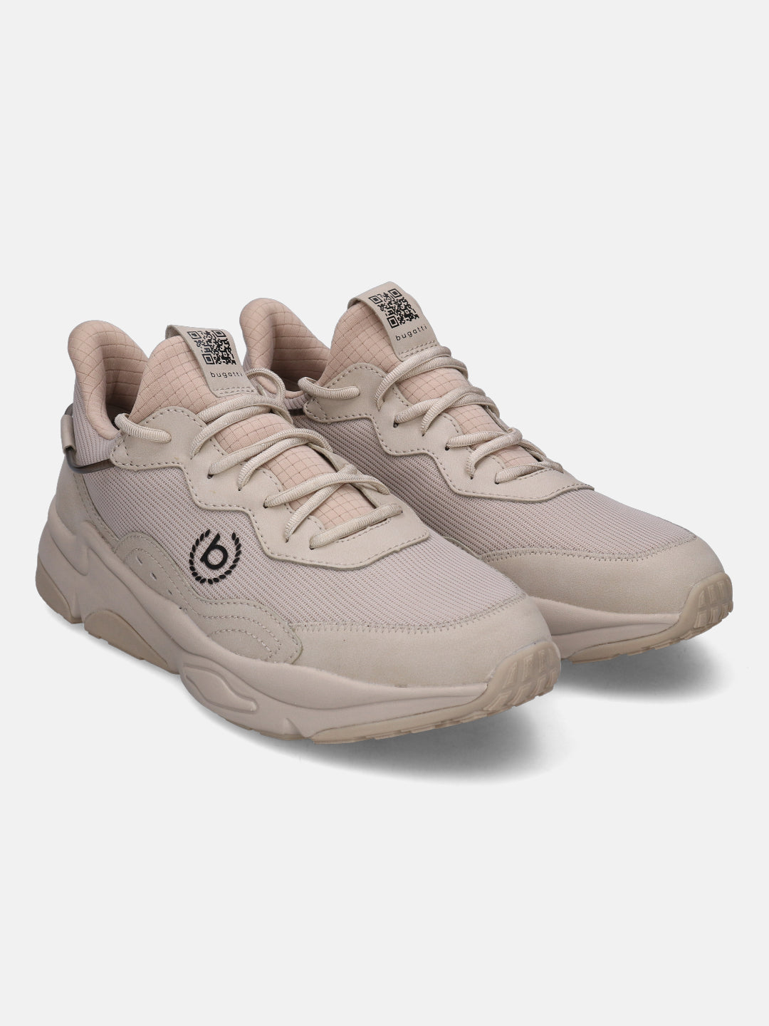 Sand-colored comfort sneakers by bugatti, featuring a breathable mesh texture and matching laces.