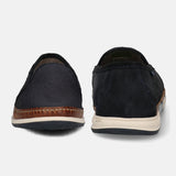 A blue Men's bugatti  Slip-On Sneakers featuring a round toe plain toe, zero heels heel. Made from textile with a durable tpr outsole, this slip-on design offers both style and comfort.